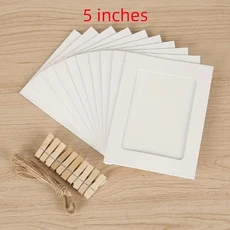 10pcs 골 판지 그림 프레임 나무 클립 벽 장식 침실 장식 프레임과 DIY 종이 프레임, 01 white-5 Inches