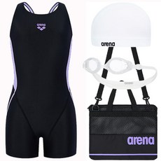 아레나 여아 생존수영 세트 4종 반신 3부 수영복 수경 수모 수영가방 초등 키즈 어린이 유아동 생존수영키트