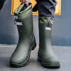 雨鞋男女防滑耐磨雨靴輕量長筒工作防水鞋長款中筒雨鞋防水加厚安全鞋大尺碼戶外涉水鞋透氣長靴溯溪鞋水陸兩用高筒雨靴廚師鞋男, 39, 綠色