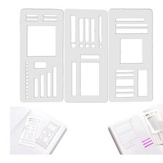 템플릿 수첩용 3개 세트 저널 스텐실 세트 플래너 스텐실 계획장 학교 손글씨 신문 주간지 직접 만든 수첩 액세서리 휴대하기 편리 문구 선물 (A)