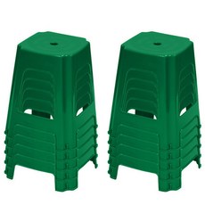 플라스틱의자 사각의자 야외의자 행사 편의점 포장마차 간이용 보조 10개, 그린