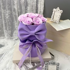 오로라 조화 비누꽃다발 인테리어 꽃바구니, 보라, 1개