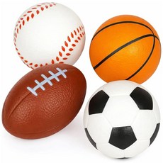 스포츠 스트레스 폼 볼 2.5인치 - 4개 세트 농구 축구 야구 축구의 압박 가능한 불안 아이디, Small
