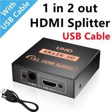 HD 호환 분배기 HDTV DVD 오디오 in 어댑터 4K out 비디오 1x4, 1x2 USB Cable