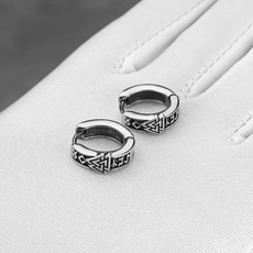 남성 여성을위한 스테인레스 스틸 작은 후프 귀걸이 개별 Valknut 바이킹 부적 쥬얼리 빈티지 룬