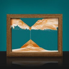 流沙畫擺件 創意玻璃立體沙漏畫 家居藝術裝飾, 不可旋轉-黃色