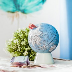 SkyGlobe地球儀造型存錢筒，兒童儲蓄罐，地理學習教具，房間裝飾擺件, Blue Ocean