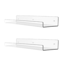 도림 투명 아크릴 무타공 선반 다용도 벽선반 진열대, 1단, 투명 2개