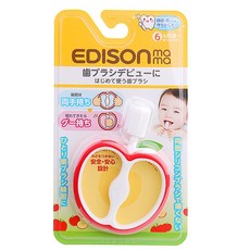 EDISON mama 寶寶蘋果乳牙刷 6個月以上適用 雙手握持設計 固齒器, 1個, 蘋果乳牙刷 / 5698