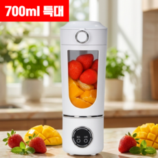 [700ml 대용량] 무선 블렌더 휴대용 믹서기 텀블러 믹서기 포터블 블렌더, 화이트