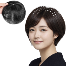 메이빈 티 안나는 정수리 헤어피스 100% 인모 수제 부분가발, 1개, 내츄럴블랙 1개, 내츄럴블랙
