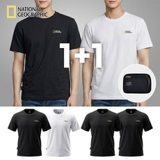 [백화점]내셔널지오그래픽 반팔티 1+1 기능성 냉감 내셔널 반팔 2PACK+파우치