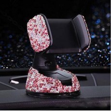 여성용 다이아몬드 크리스탈 자동차 전화 홀더 자동차 에어 벤트 마운트 클립 휴대폰 홀더 스탠드 자동차 브래킷 인테리어 액세서리, 30)AB 색상 Pink