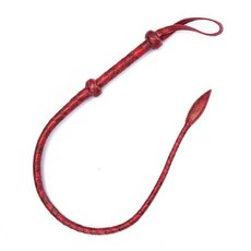 승마 스포츠를 위한 HHAura 가죽 플로거 채찍 싱글 1미터 길이 땋은 라이더, Red