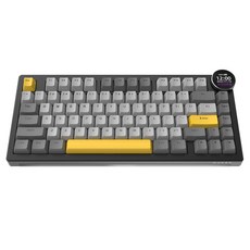 에이재즈 AK820 V2 커스텀 RGB 디스플레이 3모드 유무선 키보드, 블랙 + 그레이 + 옐로우, 화이트 피치축, 제조사축 블랙 + 그레이 + 옐로우, 화이트 피치축, 제조사축