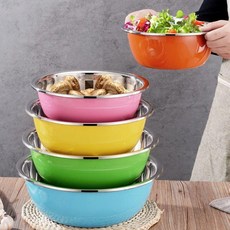 彩色五件套加厚加深盆子組 家用廚房洗菜和麵調料盆, 1個, 食品級彩色五件套 5個彩盆 ,小號18+20+22+24+26