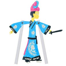 臺灣熱銷 中國風傳統文化皮影戲手工diy兒童創意塗色製作玩具幼兒園材料包, 皮影款式4, 1個