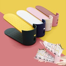 제이킨 신발장 수납 정리함 슈즈랙 2단 신발 보관함+그릿커머스Shop, 2단 높이조절 슈즈랙(크림네이비), 1개