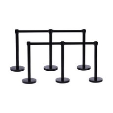 6PCS 스탠션 세트 스탠션 게시물 대기열 39.37인치 스탠션 안전 장벽 60인치 레드벨벳 로프 군중 제어 폴 극장 박물관 영화제 레드카펫, 4pcs/ Black