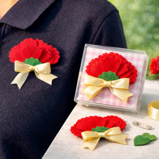 카네이션 펠트 브로치 뱃지 만들기 키트, 카네이션 브로치 키링