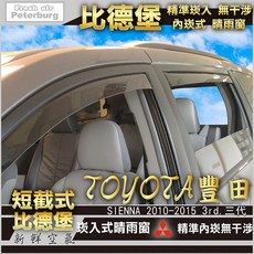 比德堡崁入式晴雨窗 豐田TOYOTA SIENNA 2010-2021年專用 崁入式 短截式 晴雨遮陽, 1個, 前窗兩片