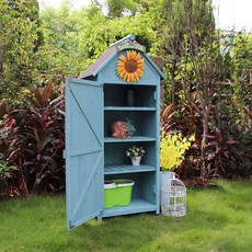 조립식 창고 야외 이동식 농막용보관함, 1 개, 스카이블루 전체 선반 소형문 없음