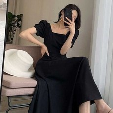[라이프커머스] 원피스 OPS 홈웨어 여자 결혼식 하객룩 반팔 퍼프 롱원피스