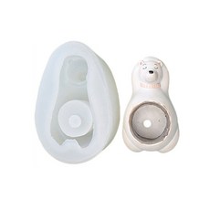 DIY 화분 실리콘 몰드 콘크리트 시멘트 금형 곰 팬더 아로마 테라피 석고 금형 캔들 컵 에폭시 수지 곰팡이, 횐곰, 1개