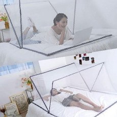 1초완성 접이식 폴딩 모기장 바로펴 원터치 텐트 모기장 싱글 더블 킹 사이즈 사각 모기장 TRG7113-001, 1초 사각폴딩모기장(더블135X195)
