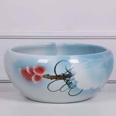대형 수반 화분 수경 조경 플라스틱옥돌색소형(35cm)바닥무공 옹기 어항 연못 도자기 석회, I. 영청 연꽃