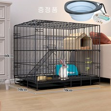 티지피 반려동물 접이식 이층 사각 케이지, 1세트, 블랙