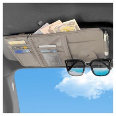 OFBAND 선글라스 오거나이저 가죽 액세서리 바이저 자동차 홀더가 카드 있는 티켓 내부, 회색.