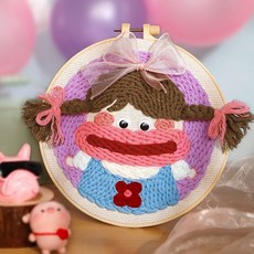 開心小熊 戳戳繡 DIY 材料包 手工製作 卡通刺繡 家居擺件, 1個, A1265搞怪女孩【送繡繃】