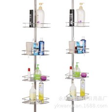 不銹鋼多功能置物架 浴室轉角落地三角架 防水洗漱台收納架, 金屬置物架, 1個