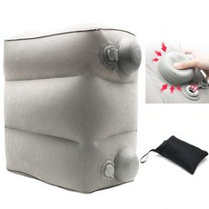 日本排行第一按壓式充氣腳墊，飛機汽車旅行腳踏墊，附收納袋，輕巧便攜，舒適透氣，舒緩腿部壓力, 航空灰, 1個