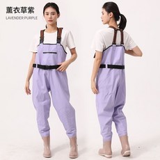 台灣熱銷 女士下水褲趕海裝備大人防水衣下半身涉水服水褲水鞋連體全身雨褲, 紫色,40 運動鞋鞋碼