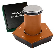 滾筒磨刀器 Rolling knife sharpener可調節磨刀石刀具滾動磨刀石, 1個, 五邊形磨刀石鋁合金款(黑色包裝盒)