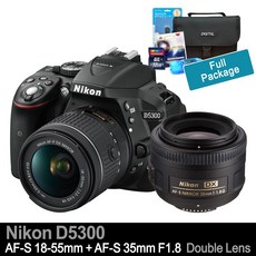 니콘카메라 D5300+18-55mm줌렌즈+35mm F1.8 인물단렌즈 [더블렌즈셋]+64GB+가방+UV필터+리더기+청소셋 [풀셋트 포함] k, 단품