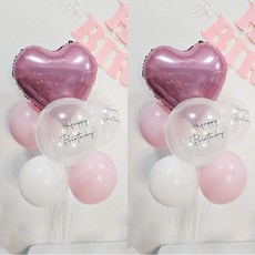 올리브파티 펄풍선 하트 풍선 풍선꽂이 풍선스탠드 2개 생일파티용품 세트, 1세트, 하트핑크