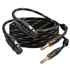 베조카벨 XLR 남성용 1/4인치 6 35mm TRS-XLR 케이블 10피트 2팩 쿼터 인치-마이크 케이블 나일론 브레이드, 15ft 2Pack, XLR Male to 6.35