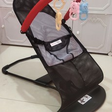 흔들의자 접이식 흔들침대 흔들요람 신생아흔들침대, 블랙 그리드