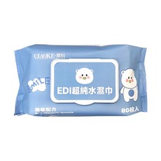 喬科EDI超純水手口濕巾，溫和潔淨，無酒精無香精，寶寶適用, 1個, 80抽