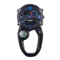 최신 고급 하이브리드 카라비너시계 아날로그 디지털 복합 시계 스포츠 등산시계 나침반 여행 밀리터리 군인시계 간호사시계 감독관시계 조깅시계 라이딩 하이테크 알람 타임워치, 1개, 네이비