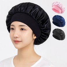 앙플러스 완벽케어 여성 수면 실크 나이트 헤어 캡, 2개, 핑크 + 네이비