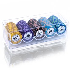 지스터프 국제규격 카드게임 카지노칩 포커칩 100P 아크릴 케이스 세트, 1개, 칩 100P+아크릴케이스