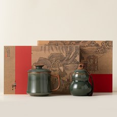 DFMEI 茶具套裝辦公杯銀行地產年會禮品陶瓷杯辦公杯中秋國慶員工伴手禮, 1個, 哥窯故宮水杯+茶葉罐(臻藏禮盒):如圖