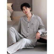 라리리 미닛스트라이프 상하세트 잠옷 긴팔 파자마 피치기모 제품, 1개, 14. 그레이 XXL (160-180)