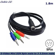 S-Video 미니 DIN 9핀 남성-3*3.5mm 오디오 케이블(오디오 장치용) 셋톱박스 모니터링 장치 디스플레이 오