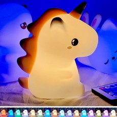 JJBB 말랑터치 LED 실리콘 무드등 취침등 수면등 수유등 조명 램프 등 (충전식/리모컨포함), 레인보우 홀스(유니콘)