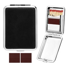 금속 매치 박스 케이스 및 마찰 플레이트 10개 휴대용 성냥 보관 습기 방지 성냥개비 홀더 원 버튼 컨테이너 야외 캠핑용 169957, 금속 매치 박스 케이스 및 마찰 플레이트 10개, 휴대